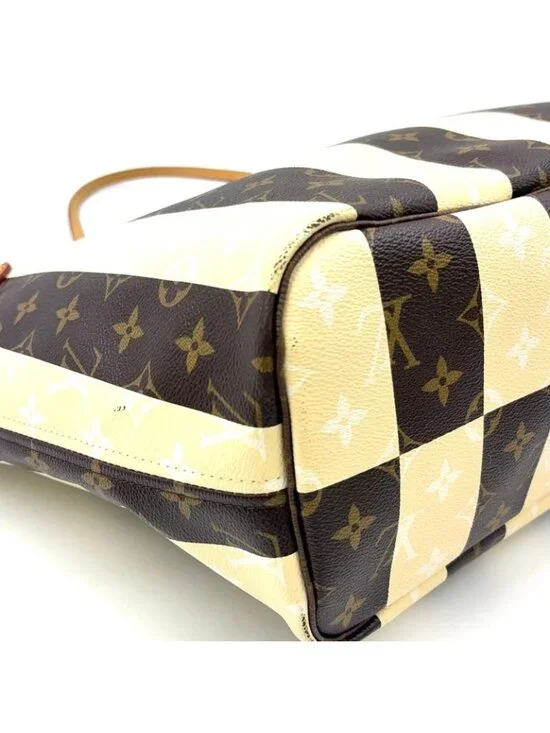 Louis Vuitton Neverfull MM Monogram Leather Brown White Tote Gold - Picture 15 of 15